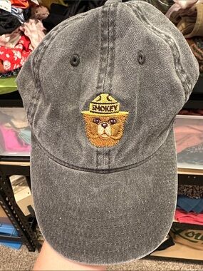 Smokey the Bear grey vintage wash baseball cap hat National Parks one size